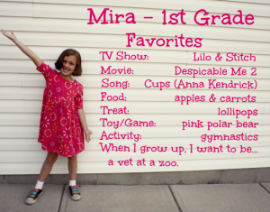 Mira, 1st grade